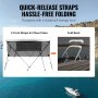 VEVOR bimini top boat cover featuring quick-release straps and hassle-free folding with 2 front straps and 2 rear poles.