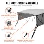 VEVOR 4 boog Bimini-top bootafdekking, 200-213 cm installatiebreedte 600D polyester luifel, bootluifel met verwijderbare mesh zijpanelen, waterdicht en zonwering, inclusief opbergdoos lichtgrijs