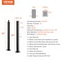 VEVOR cable railing post, model hr-002, 36" and 34" black posts, stainless steel, set of 4 with accessories.