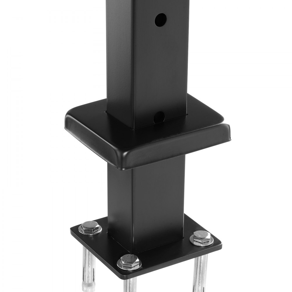 VEVOR 4-pack kabelleuningpalen, 106,7x3x5cm terrasleuningpalen met horizontale en voorgeboorde gaten, SUS304, met horizontale en gebogen beugel, zwart, 4JZLGZXHS106REP67001V0