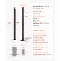 VEVOR 4-Pack Cable Railing Post, 42x1x2 In Horizontal-Hole Deck Railing Post with Pre-Drilled Holes, Stainless Steel Cable Rail Post with Horizontal and Curved Bracket, Black, 4JZLGZXHS106REP67001V0