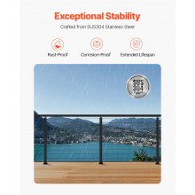 VEVOR kabelleuningpalen 4-pack 914 x 25,4 x 50,8 mm 4JZLGZXHS914UUOI6001V0