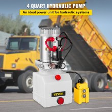 VEVOR Hydraulische Pomp 12V 4L Auto Hydraulische Kunstpomp Voeding Enkelwerkend voor Dump Truck