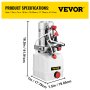 VEVOR hydraulic pump with size specifications and product details.