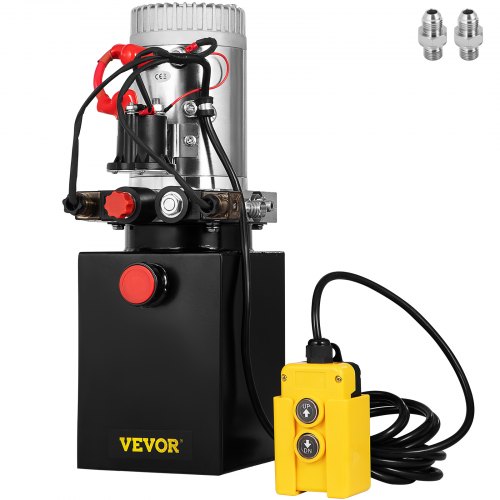 VEVOR 4L hydraulische pomp nominaal toerental, 2850R/MIN hydraulische unit dubbelwerkend, kieppomp, hydraulische pomp met metalen tank 4,5M kabel afstandsbediening