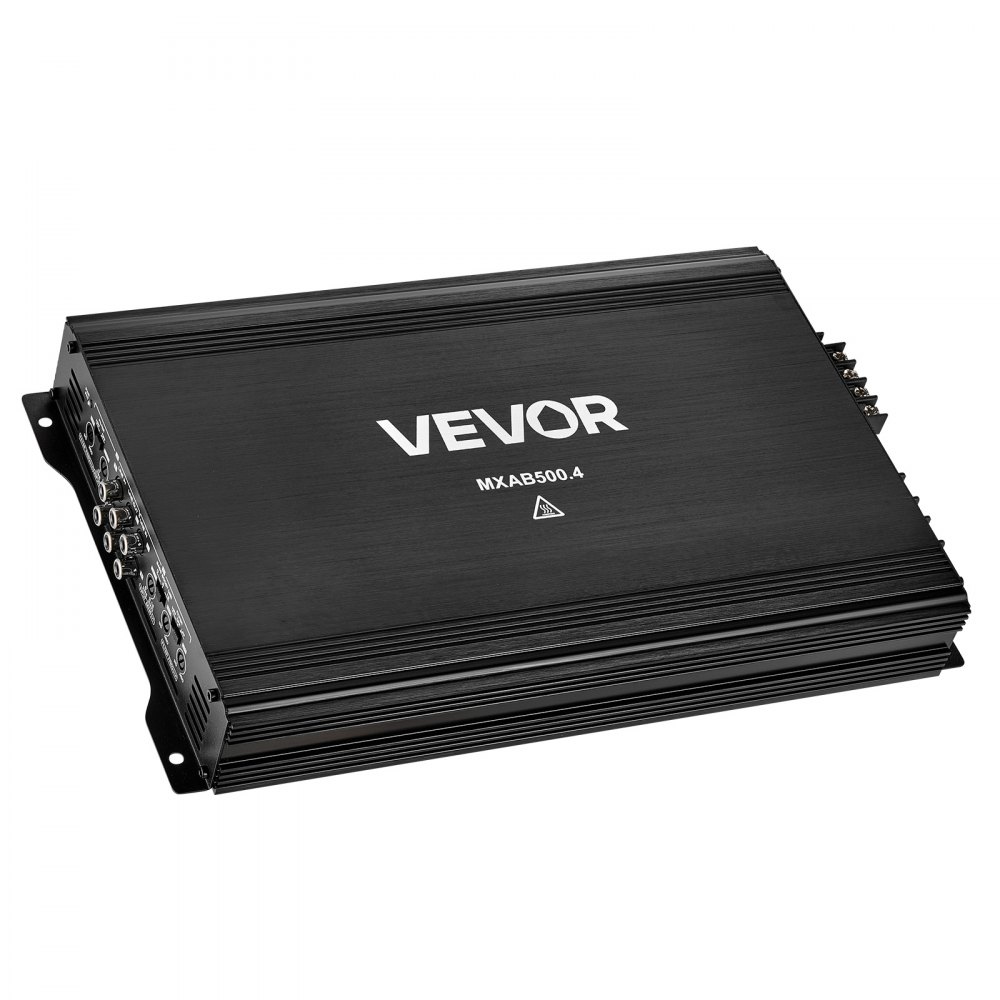 VEVOR 4-kanaals auto-versterker, klasse AB-brugversterker, max. 4 x 250 W bij 4 ohm / 4 x 500 W bij 2 ohm, krachtige versterker voor SUV's, pick-ups en terreinwagens, multi-kanaals audioversterker