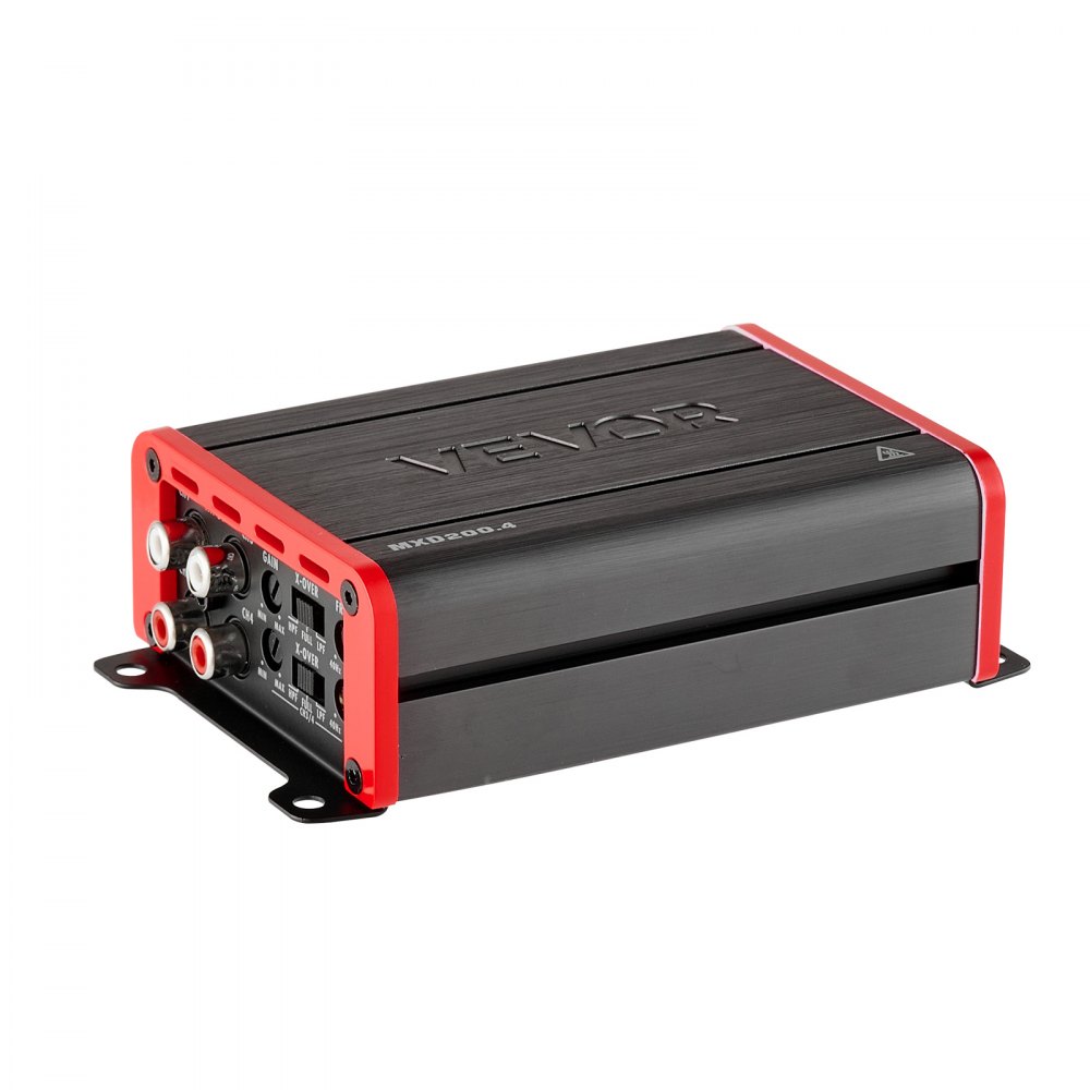 VEVOR 4-kanaals auto-versterker, klasse D brugversterker, max. 4 x 120 W bij 4 ohm / 4 x 200 W bij 2 ohm, krachtige versterker voor SUV's, pick-ups en terreinwagens, multi-kanaals audioversterker