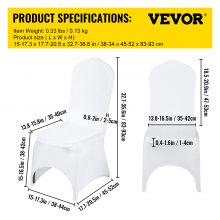 VEVOR 50pcs Chair Cover Wedding Spandex White Chair Covers Stretch Fabric Removable Washable Protective Slipcovers for Weddings Banquets Ceremony(Arched,50PCS)