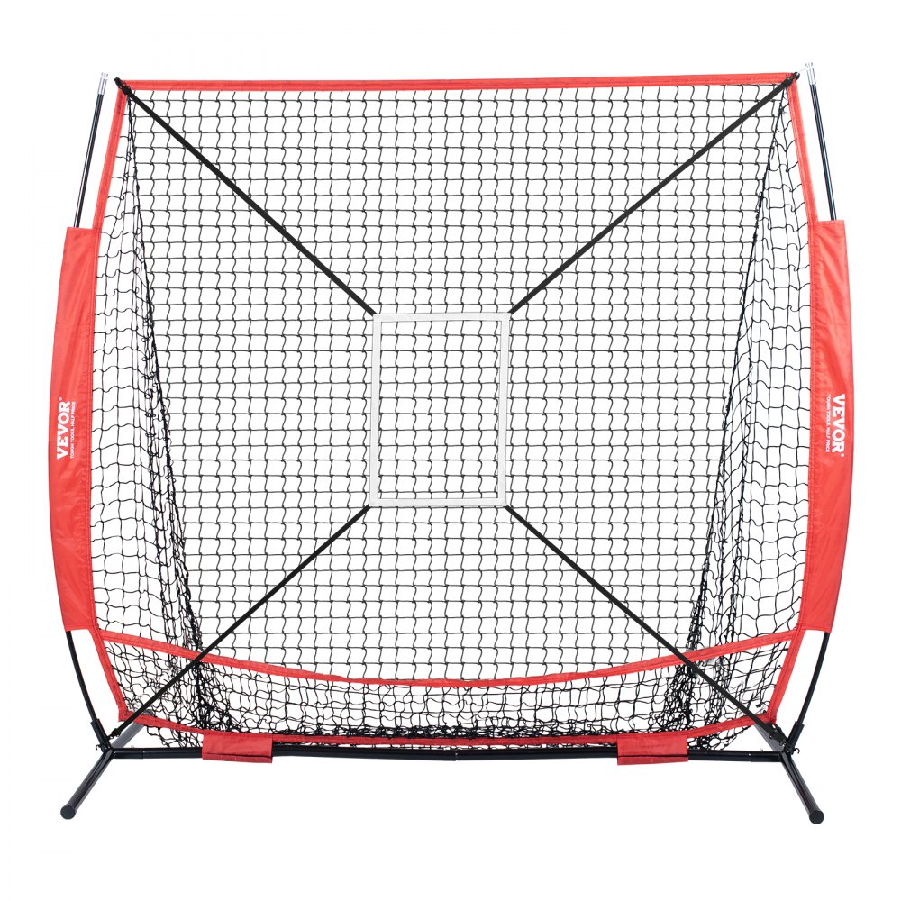 VEVOR Pitching Net Pitching Target Baseball 153,4 x 90 x 153 cm, Baseball & Softball Pitching Target Gemaakt van Polyester Pitcher Net voor Jeugd & Volwassenen, Draagbare 600D Opbergtas Rood