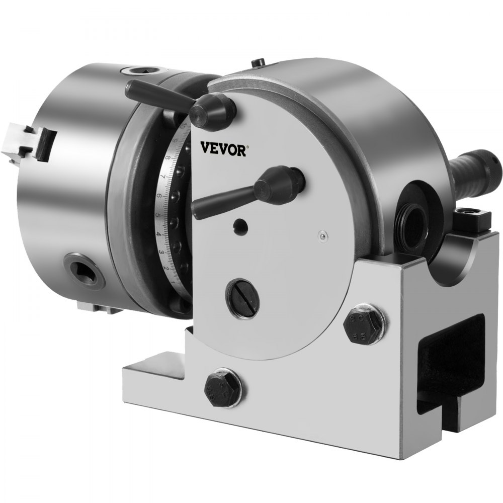 VEVOR verdeelkop met MT2 spankop, draaitafel met indexering, centerhoogte 101,6 mm, 23 kg verdeelkop, draaitafel met platen, stevige ondersteuning voor het werkstuk