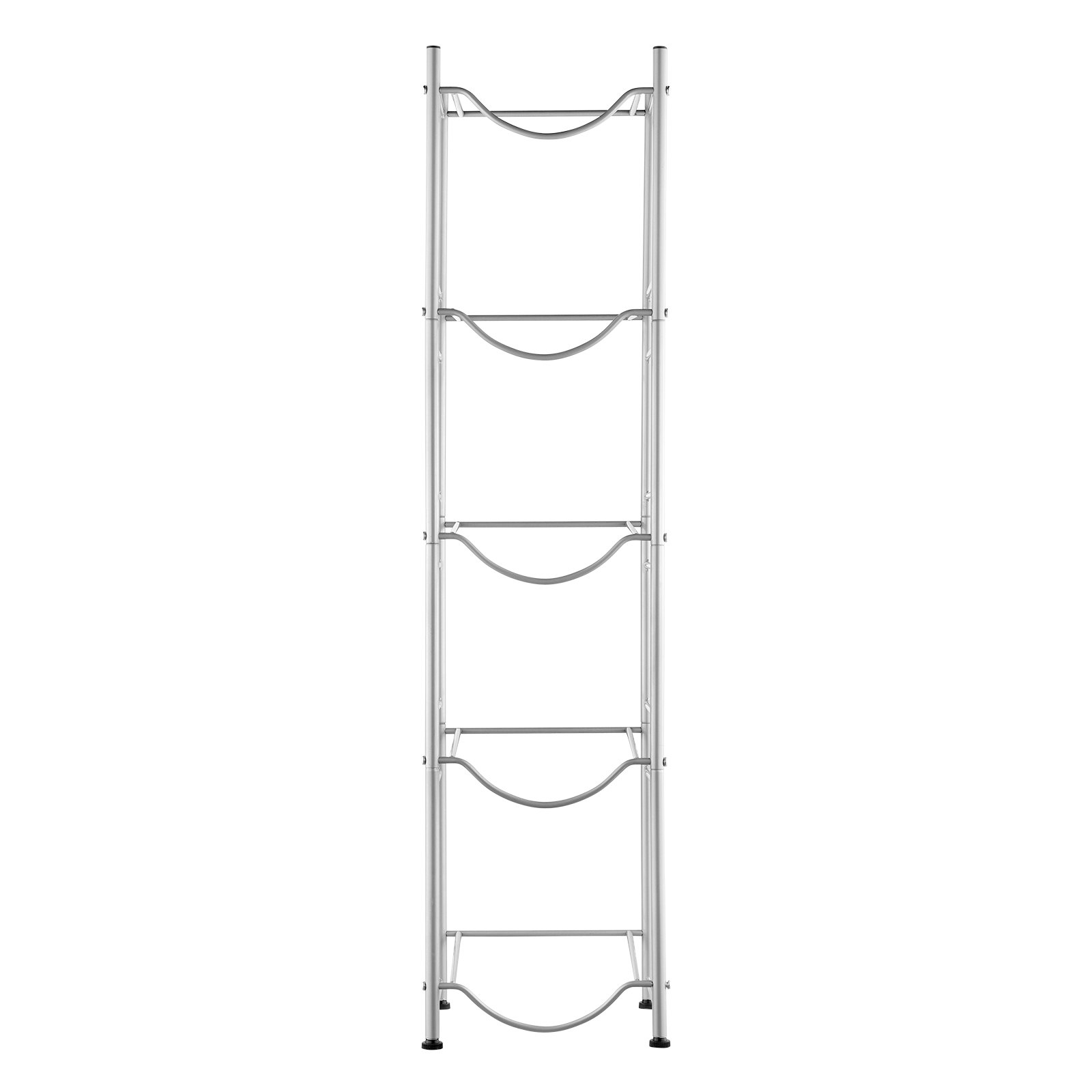 VEVOR 5 Tiers Water Jug Holder, 5 Gallon Water Bottle Holder, Single Row Water Bottle Rack for 5 Bottles, Heavy Duty Water Jug Rack for Kitchen, Office, Living Room, Silver