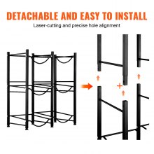 VEVOR waterflessenrek waterkanhouder 3 lagen dubbele rij 6 flessen zwart