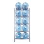 VEVOR 5-laags waterkanhouder, 5-gallon waterfleshouder, dubbellaags waterflesrek voor 10 flessen, robuust waterkanrek voor keuken, kantoor, woonkamer, zilvergrijs