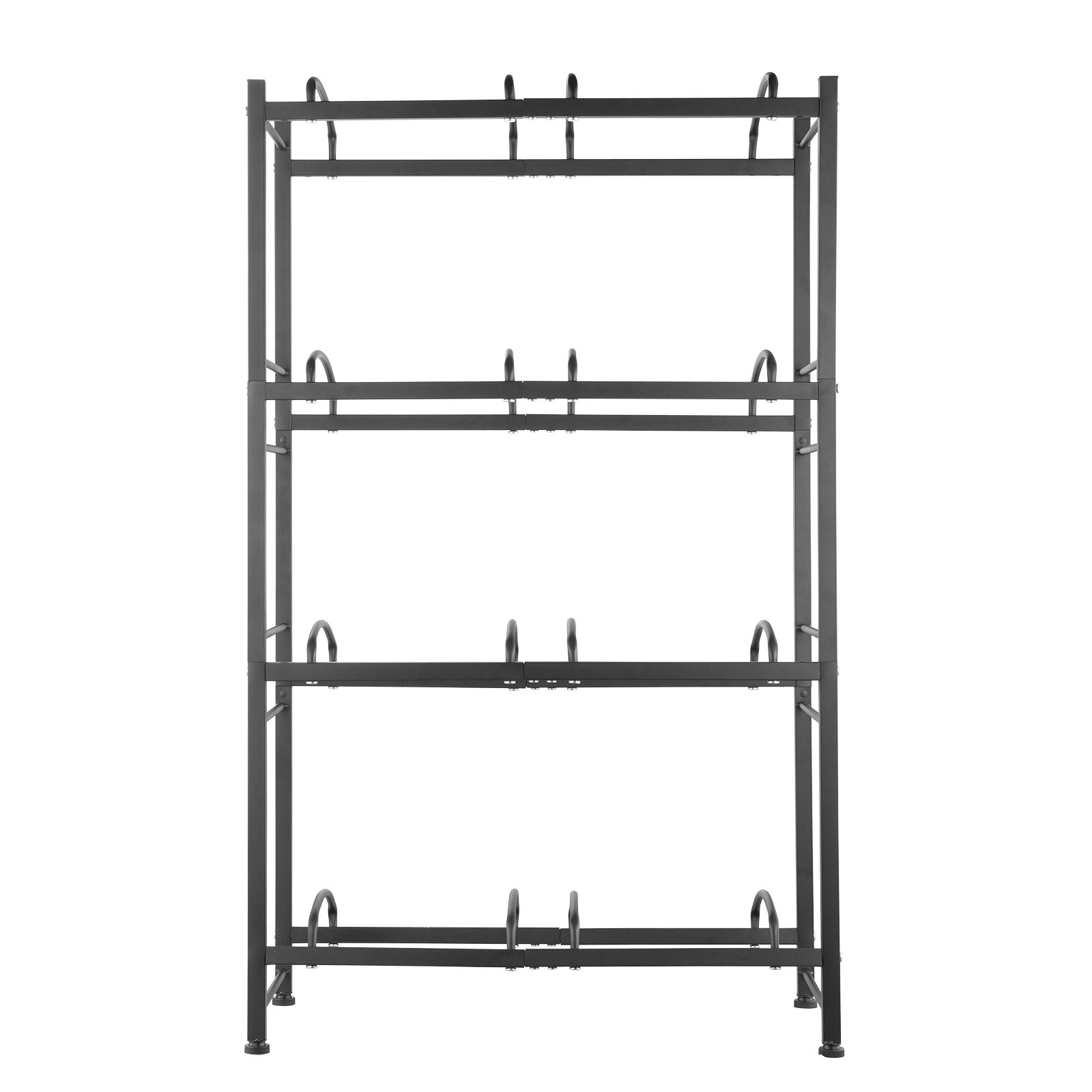 VEVOR 4-laags waterkanhouder, 5 gallon waterfleshouder, dubbellaags ijzeren waterflesrek voor 8 flessen, robuust waterkanrek waterkanhouder voor keuken, kantoor, woonkamer, zwart