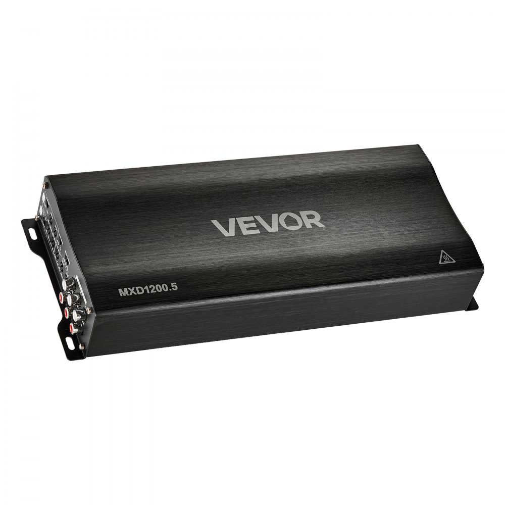 VEVOR 5-kanaals auto-versterker, klasse D brugversterker, max. 4 x 100 W bij 4 ohm / 4 x 200 W bij 2 ohm + 1 x 1000 W bij 2 ohm / 1 x 500 W bij 4 ohm, krachtige auto-versterker