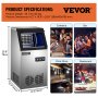 VEVOR Commercial Ice Maker, 132 LBS/24H, Stainless Steel Ice Cube Maker Machine with 22 LBS Storage, 410W Ice Making Machine with LED Control Panel Water Filter Pipes Ice Scoop for Bars Restaurants, 2