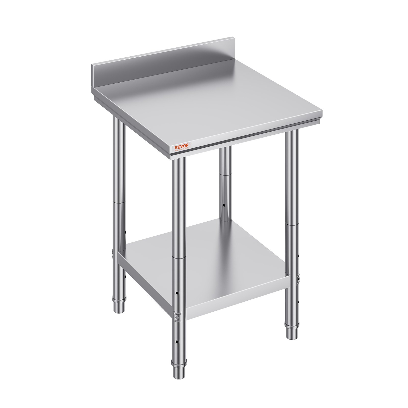 VEVOR RVS werktafel 60cm x 60cm voedselbereidingstafel met achterwand voor maaltijdbereiding, naaien, wassen, knutselen, gebruik in de garage, enz.