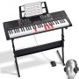 VEVOR 61 Key Digital Keyboard Piano, Lighted Keys, Electric Portable Piano with Adjustable Stand 600 Tones 500 Rhythms Built-In Speakers Sustain Pedal Headphones, USB MIDI for Beginners