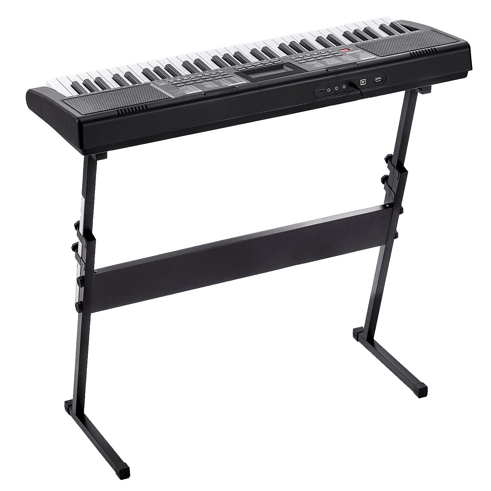 VEVOR 61 Key Digital Keyboard Piano, Lighted Keys, Electric Portable Piano with Adjustable Stand 600 Tones 500 Rhythms Built-In Speakers Sustain Pedal Headphones, USB MIDI for Beginners
