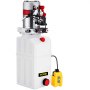 VEVOR hydraulic power unit with tank, motor, and yellow control switch.