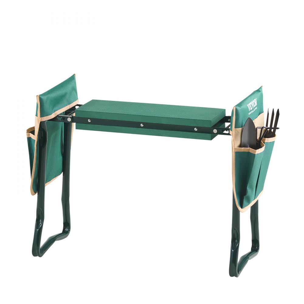 VEVOR Kniebank 590x290x490mm, Kniekussen 152mm Kniebeschermer, Kniehulpmiddel Tuinieren tot 150 kg, Opvouwbare tuinstoel met 2 gereedschapstassen, Werkkruk Verlicht knie- en rugpijn