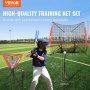 VEVOR 7x7 ft Baseball Softball Practice Net, Portable Baseball Training Net for Hitting Catching Pitching, Backstop Equipment with Bow Frame, Carry Bag, Strike Zone, 12 Balls, Tee, and Ball Collector