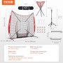 VEVOR 244 x 106 x 211 cm honkbal-softbal oefennet, draagbaar honkbal trainingsnet voor slaan, vangen en gooien, vangnet met boogframe, draagtas, slagzone, ballen, ballenverzamelaar