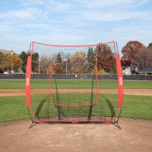 VEVOR 84" x 42" x 83" Baseball Softball Practice Net, Baseball Pitching Net, Hitting, Catching, Pitching, Baseball Equipment Backstop Training Aids with Bow Frame, Carry Bag & Strike Zone