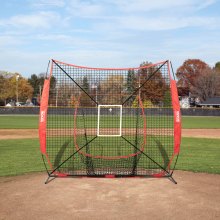 VEVOR 2134 x 2134 mm pitchingnet pitchingdoel met slagzone, honkbal en softbal 9 holes trainingsapparatuur voor jeugd en volwassenen, honkbal pitchingnet draagbaar ontwerp met snelle montage
