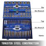 Nieuwe 86-delige combinatieset voor tap en matrijs Tungsten Steel Titanium SAE AND METRIC tools