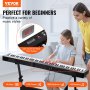 VEVOR 88-toetsen digitale piano, semi-gewogen toetsen, draagbare elektrische pianoset van normaal formaat met 1000 toetsen, ingebouwde luidsprekers, sustainpedaal, koptelefoon, Bluetooth, MIDI, USB voor beginners