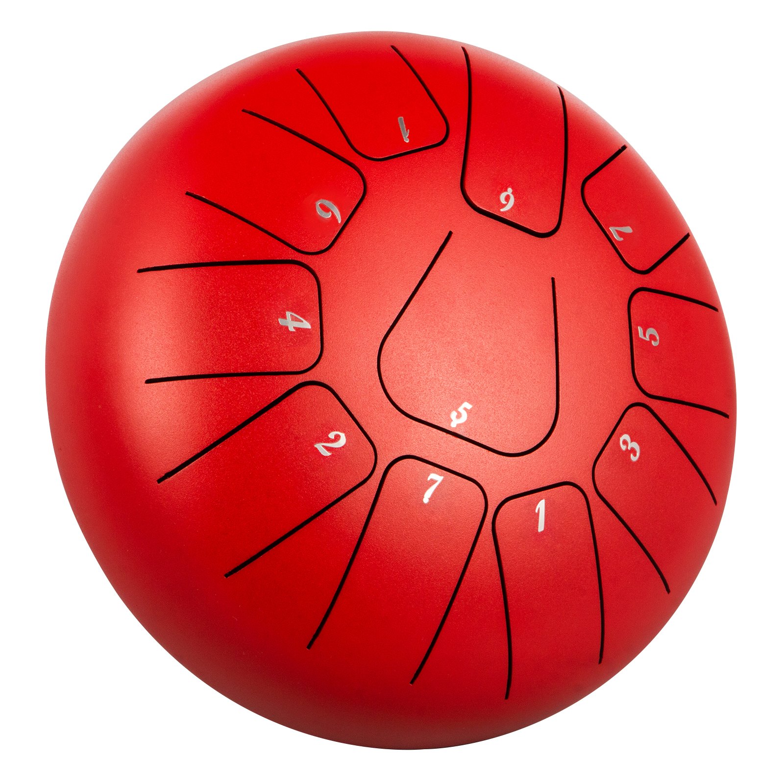 VEVOR Staal Tong Drum 11 Noten, Stalen Tong Trommel 8 inch Hand Pan Trommel Rood met Drumstokken/Draagtas, Etherische Trommel voor Meditatie, Yoga, Zazen, Muziektherapeuten, Religieuze Activiteiten