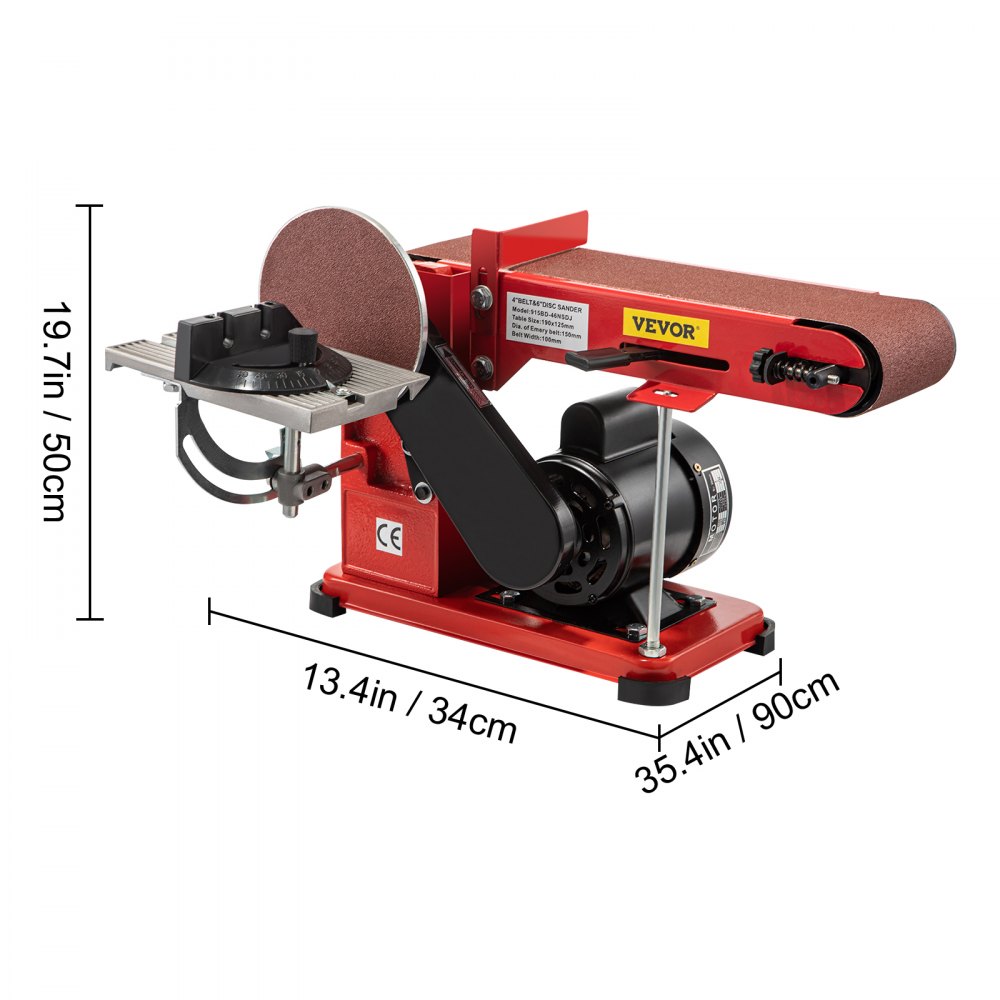 VEVOR Bandschuurmachine, 375W Band- en schijfschuurmachine Combo Bandschuurmachine, 915×100mm Band- en schijfschuurmachine, 150mm Schijfφ Standaard Bandschuurmachine, Polijstgereedschap