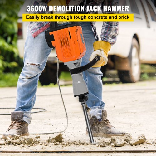 3500W Electric Demolition Jack Hammer Punch 360° swivel Trenching HD 110V/60HZ