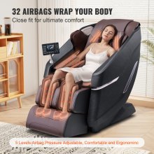 VEVOR massagestoel met flexibele SL-rail, 3D full body shiatsu-massageapparaat, zwaartekrachtvrij, 10 tot 18 automatische modi, verwarming, Bluetooth-luidspreker, luchtkussen en touchscreen 160 kg