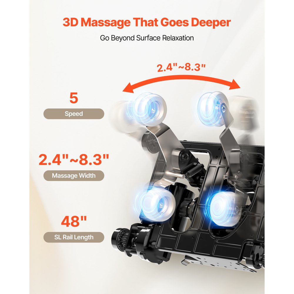 VEVOR Massagestoel Full Body Massagestoel Zero Gravity met SL-rail en 18 automatische standen, relaxstoel met verwarming en intrekbaar pedaal en 36 airbags, voetrol en LCD-scherm, massagestoel 3D-massage