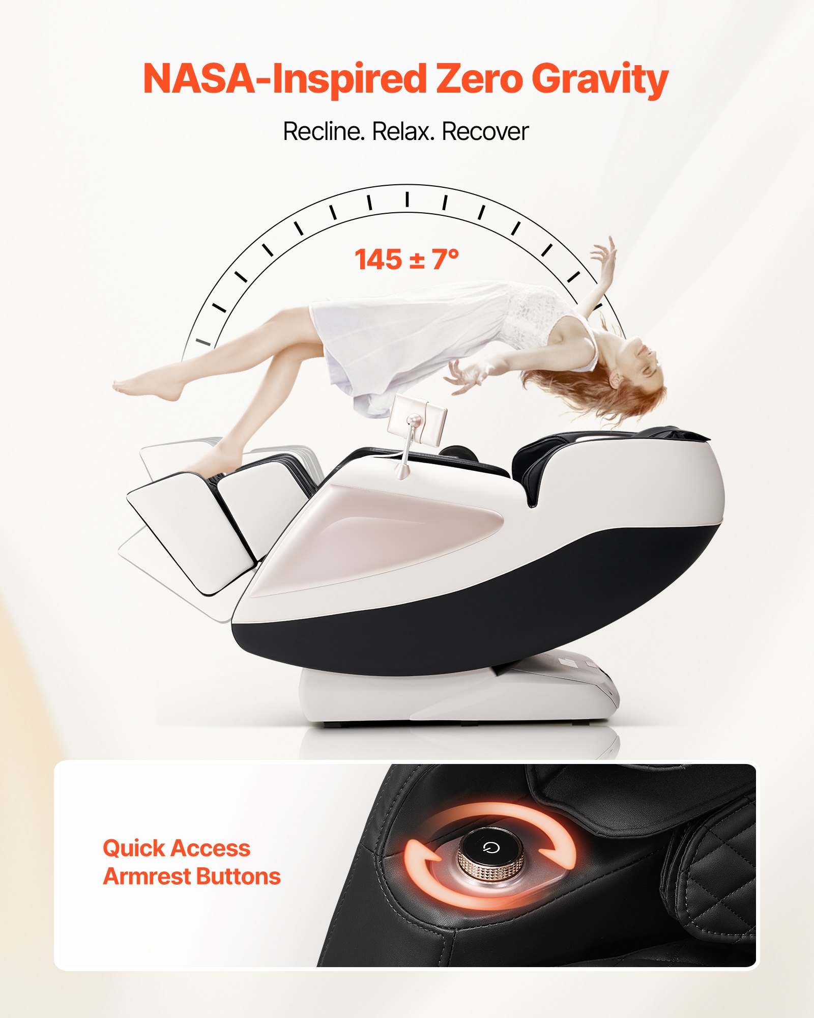 VEVOR Massagestoel Full Body Massagestoel Zero Gravity met SL-rail en 18 automatische standen, relaxstoel met verwarming en intrekbaar pedaal en 36 airbags, voetrol en LCD-scherm, massagestoel 3D-massage