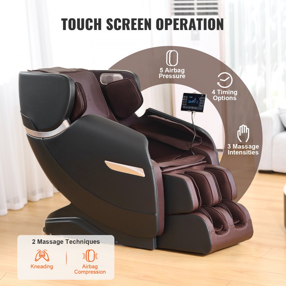 VEVOR Massagestoel – Full Body Zero Gravity Stoel met Meerdere Automatische Standen, 3D Shiatsu, Verwarming, Bluetooth Speaker, Airbag, Voetroller en Touchscreen