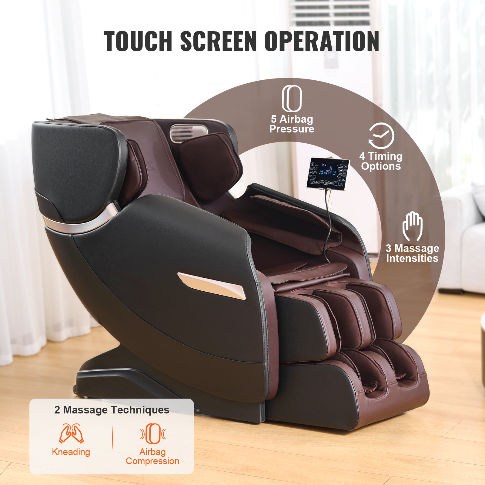 VEVOR Massagestoel – Full Body Zero Gravity Stoel met Meerdere Automatische Standen, 3D Shiatsu, Verwarming, Bluetooth Speaker, Airbag, Voetroller en Touchscreen