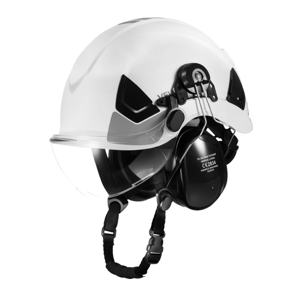 VEVOR Industrial Safety Helmet, ANSI/ISEA Z89.1 Approved ABS Hard Hat with Visor & Earmuffs, 6-Point Ratchet Suspension, Adjustable Vented Hardhat for Men & Women, for Outdoor Construction Workwear