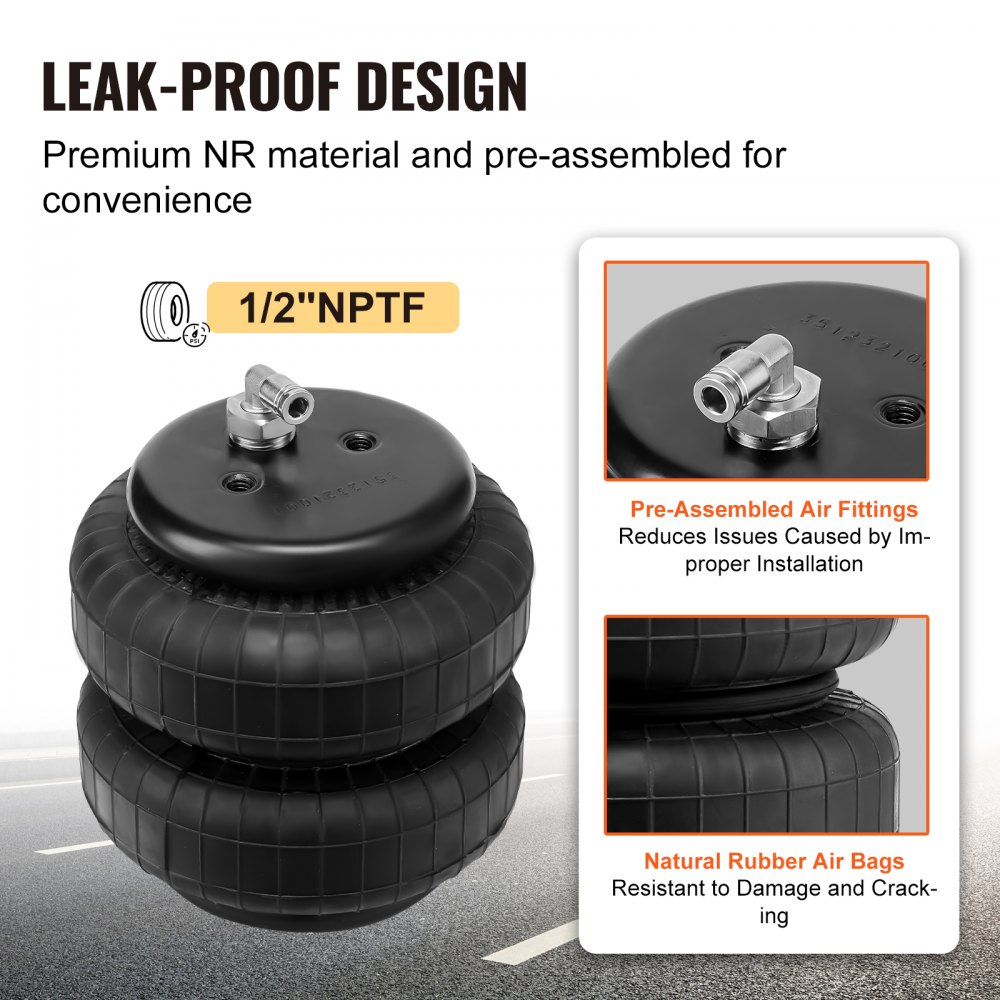 VEVOR luchtveringkit, luchtveersysteem compatibel met Ford F250/F350 2WD 4WD (1999-2004) en Ford F250/F350 2WD 4WD (2008-2010), draagvermogen 5000 lbs, druk 5 tot 100 PSI.