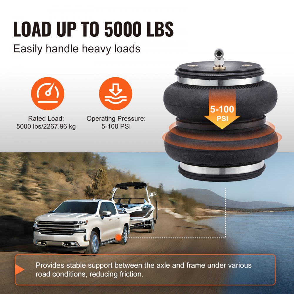 VEVOR luchtveringkit, luchtveersysteemkit compatibel met Chevrolet Silverado 1500 en GMC Sierra 1500 4WD RWD (2019-2023), draagvermogen 5000 lbs, druk 5 tot 100 PSI