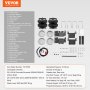 VEVOR airbag suspension kit components, including airbags, brackets, bolts, washers, cable ties, and heat shield.