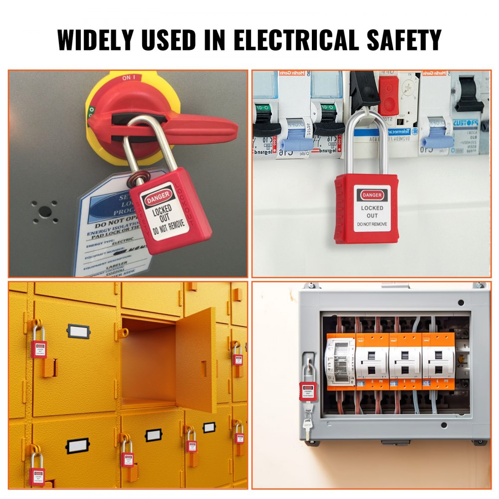 VEVOR Lockout Tagout-slotenset, 10 rode veiligheidssloten met 2 sleutels per slot, OSHA-conforme sloten, Lockout Tagout-veiligheidssloten