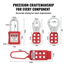 VEVOR Elektrische Lockout Tagout Kit, 26-delige Loto-beveiligingsset inclusief hangsloten, grendels, tags, nylon riemen en draagtas, Lockout Tagout-beveiligingshulpmiddelen