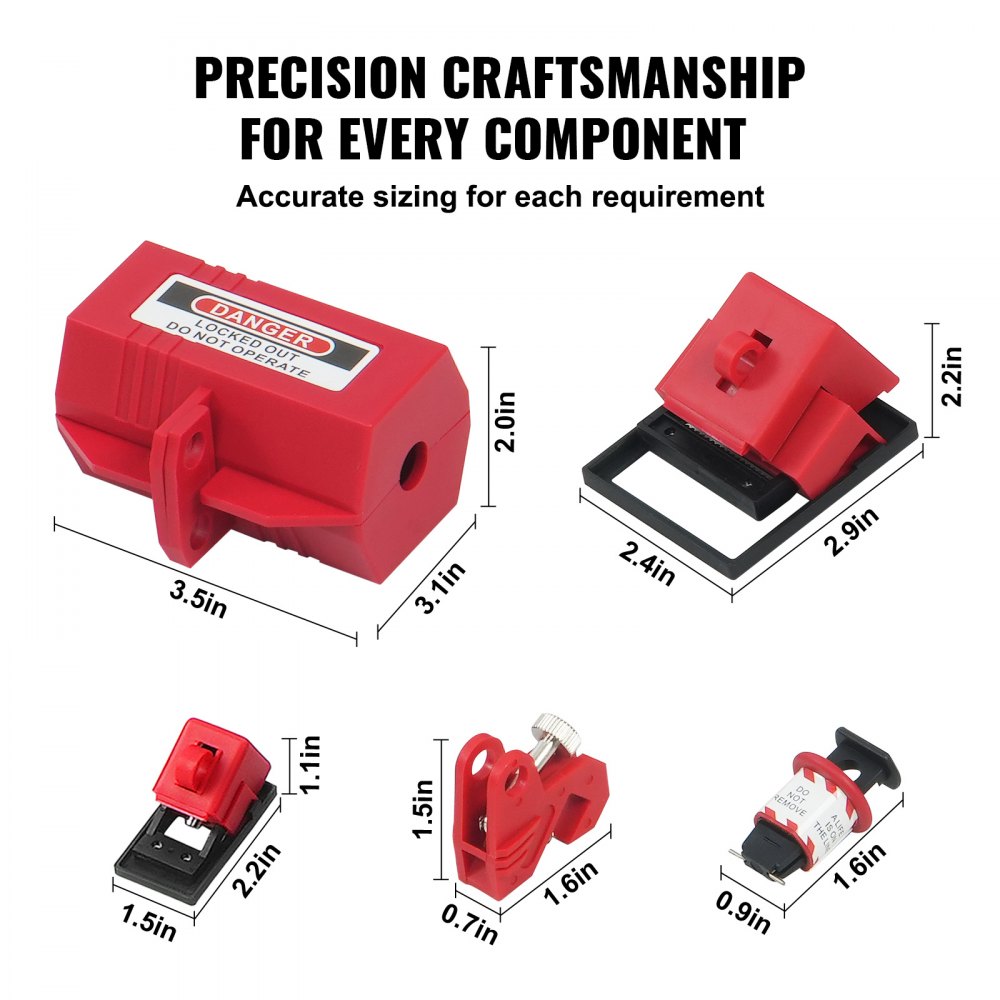 VEVOR Elektrische Lockout Tagout Kit, 47-delige veiligheidslockout kit met hangsloten, grendels, tags, nylon banden, stekkervergrendelingen, vergrendelingen voor stroomonderbrekers en draagtas