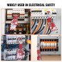 VEVOR lockout tagout-kit voor gebruik in de elektrische veiligheid met hangsloten en labels op stroomonderbrekers en schakelaars.