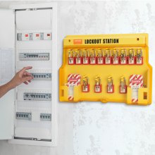 VEVOR elektrische lockout-tagout-set, 60-delig beveiligingslockout-tagout-station inclusief hangsloten, grendels, tags, nylon banden, uitbreidingsset en lockout-stationbord