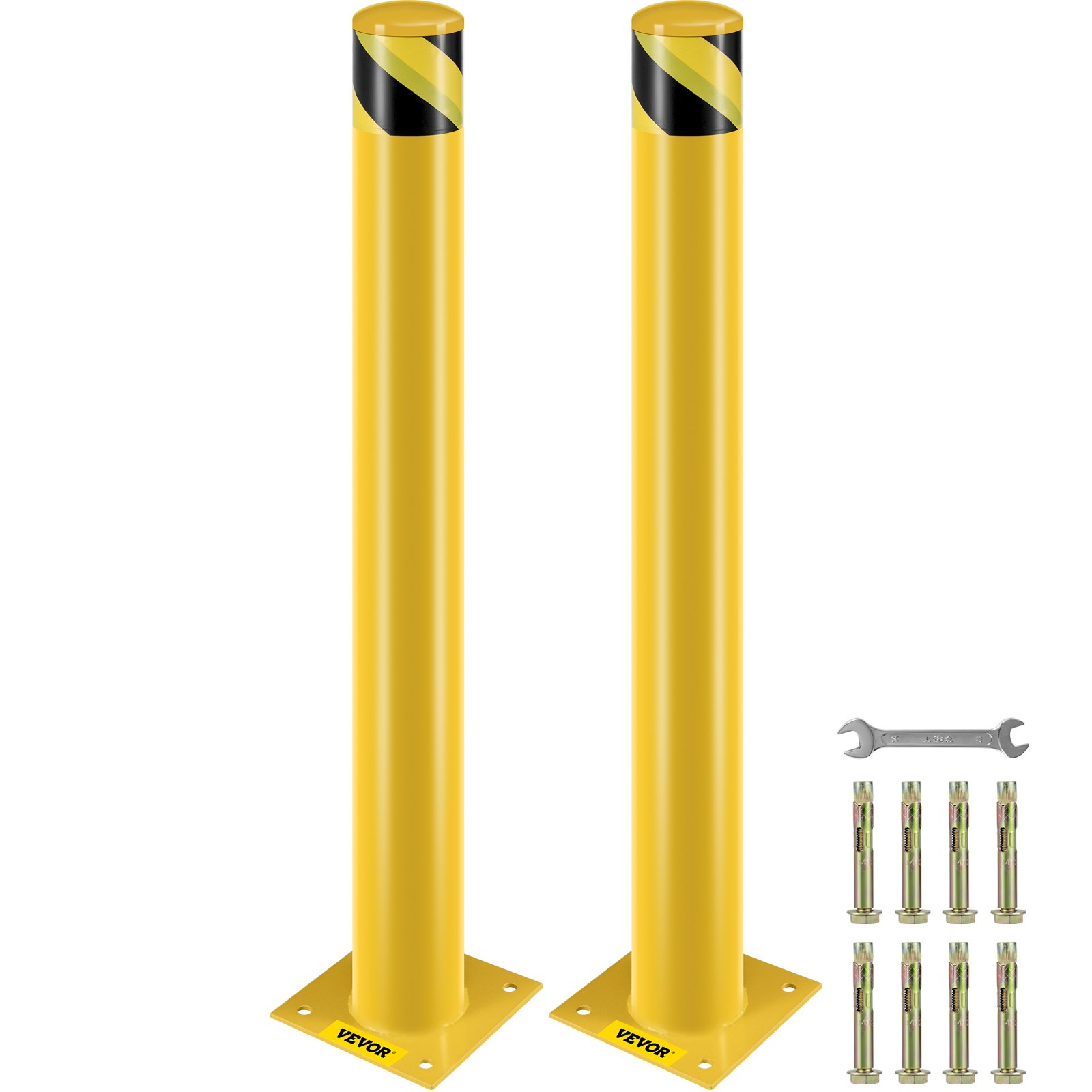 VEVOR 2 stuks 107 cm parkeerbeveiligingspaal, parkeerpaal, 20 x 20 cm parkeerpaal, parkeerpaal, verkeersbuispaal, geschikt voor binnen- en buitenparkeerplaatsen