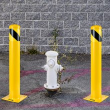 VEVOR Twee 122 cm parkeerveiligheidspaal slagboompalen, 20 x 20 cm slagboom parkeerpalen, parkeerpalen verkeersweg buisstang, geschikt voor binnen- en buitenruimtes, parkeerplaatsen